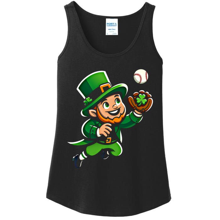 Baseball Leprechauns Catcher Saint PaddyS Shamrock Irish Cool Gift Ladies Essential Tank