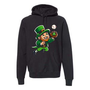 Baseball Leprechauns Catcher Saint PaddyS Shamrock Irish Cool Gift Premium Hoodie