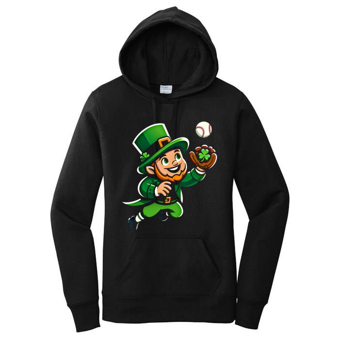 Baseball Leprechauns Catcher Saint PaddyS Shamrock Irish Cool Gift Women's Pullover Hoodie