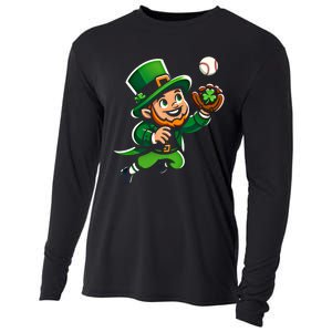 Baseball Leprechauns Catcher Saint PaddyS Shamrock Irish Cool Gift Cooling Performance Long Sleeve Crew