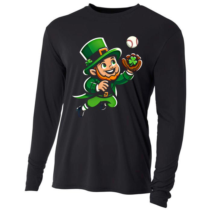 Baseball Leprechauns Catcher Saint PaddyS Shamrock Irish Cool Gift Cooling Performance Long Sleeve Crew