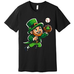 Baseball Leprechauns Catcher Saint PaddyS Shamrock Irish Cool Gift Premium T-Shirt