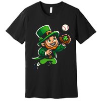 Baseball Leprechauns Catcher Saint PaddyS Shamrock Irish Cool Gift Premium T-Shirt