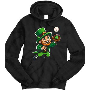 Baseball Leprechauns Catcher Saint PaddyS Shamrock Irish Cool Gift Tie Dye Hoodie