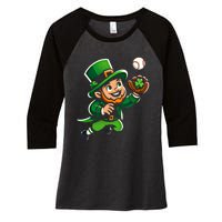 Baseball Leprechauns Catcher Saint PaddyS Shamrock Irish Cool Gift Women's Tri-Blend 3/4-Sleeve Raglan Shirt