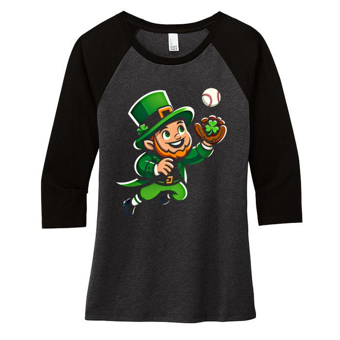 Baseball Leprechauns Catcher Saint PaddyS Shamrock Irish Cool Gift Women's Tri-Blend 3/4-Sleeve Raglan Shirt