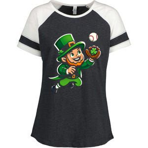 Baseball Leprechauns Catcher Saint PaddyS Shamrock Irish Cool Gift Enza Ladies Jersey Colorblock Tee