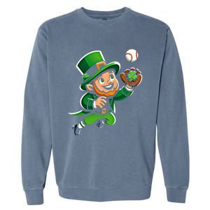 Baseball Leprechauns Catcher Saint PaddyS Shamrock Irish Cool Gift Garment-Dyed Sweatshirt