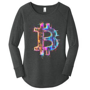 Bitcoin Logo Crypto Trader Investor Cryptocurrency Btc Women's Perfect Tri Tunic Long Sleeve Shirt