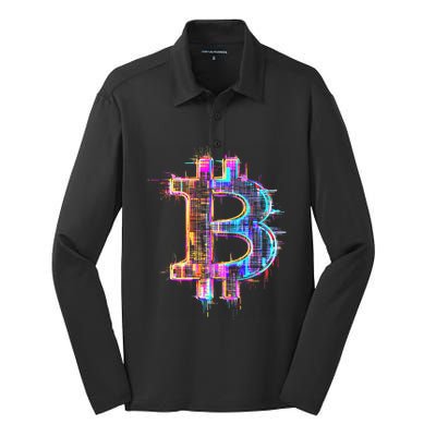 Bitcoin Logo Crypto Trader Investor Cryptocurrency Btc Silk Touch Performance Long Sleeve Polo