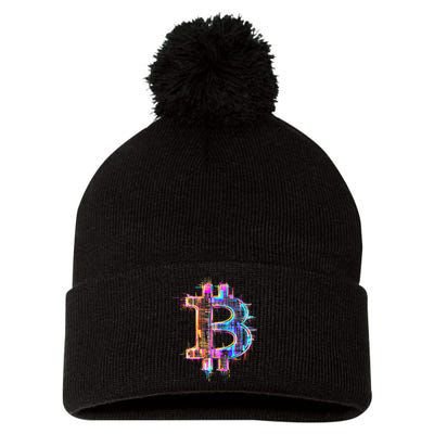Bitcoin Logo Crypto Trader Investor Cryptocurrency Btc Pom Pom 12in Knit Beanie