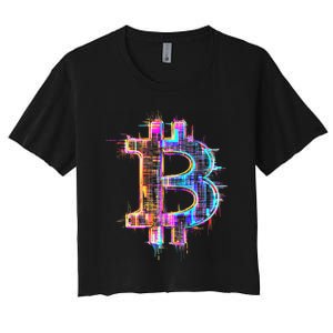 Bitcoin Logo Crypto Trader Investor Cryptocurrency Btc Women's Crop Top Tee