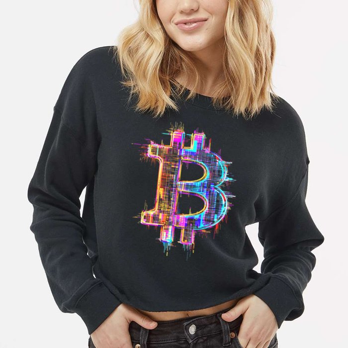 Bitcoin Logo Crypto Trader Investor Cryptocurrency Btc Cropped Pullover Crew