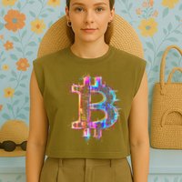 Bitcoin Logo Crypto Trader Investor Cryptocurrency Btc Garment-Dyed Women's Muscle Tee