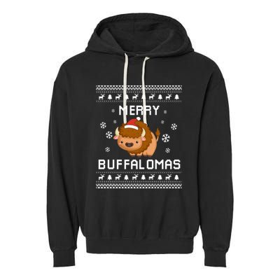 Buffalo Lover Christmas Ugly Xmas Buffalo Sweater Bison Gift Garment-Dyed Fleece Hoodie