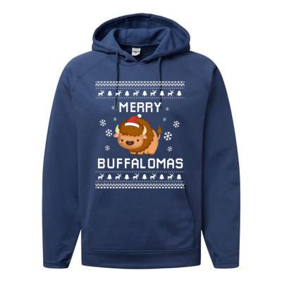 Buffalo Lover Christmas Ugly Xmas Buffalo Sweater Bison Gift Performance Fleece Hoodie