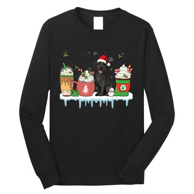 Black Lab Coffee Latte Winter Christmas Dog Mom Holiday Long Sleeve Shirt