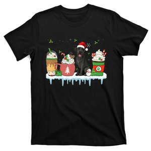 Black Lab Coffee Latte Winter Christmas Dog Mom Holiday T-Shirt