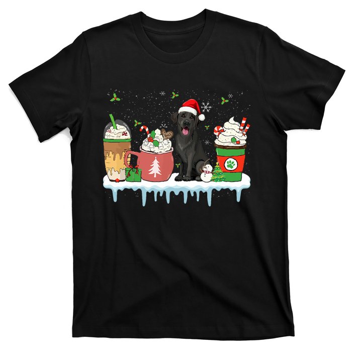 Black Lab Coffee Latte Winter Christmas Dog Mom Holiday T-Shirt