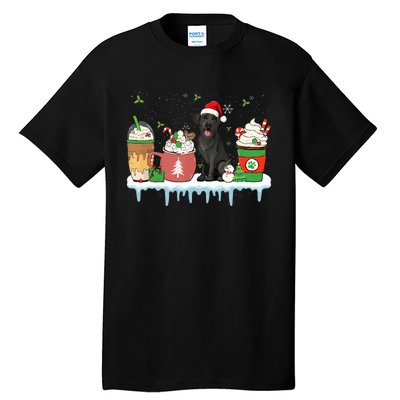 Black Lab Coffee Latte Winter Christmas Dog Mom Holiday Tall T-Shirt