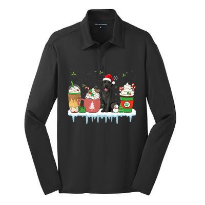 Black Lab Coffee Latte Winter Christmas Dog Mom Holiday Silk Touch Performance Long Sleeve Polo