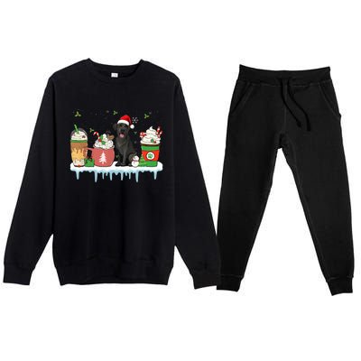 Black Lab Coffee Latte Winter Christmas Dog Mom Holiday Premium Crewneck Sweatsuit Set