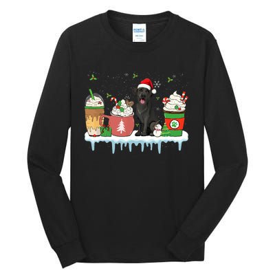 Black Lab Coffee Latte Winter Christmas Dog Mom Holiday Tall Long Sleeve T-Shirt