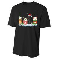 Black Lab Coffee Latte Winter Christmas Dog Mom Holiday Performance Sprint T-Shirt