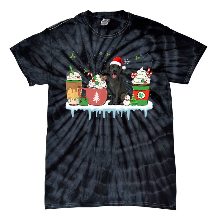 Black Lab Coffee Latte Winter Christmas Dog Mom Holiday Tie-Dye T-Shirt