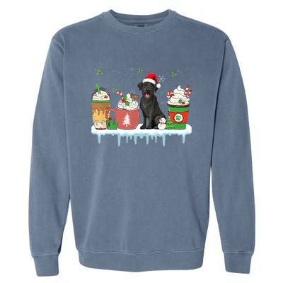 Black Lab Coffee Latte Winter Christmas Dog Mom Holiday Garment-Dyed Sweatshirt