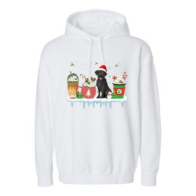 Black Lab Coffee Latte Winter Christmas Dog Mom Holiday Garment-Dyed Fleece Hoodie