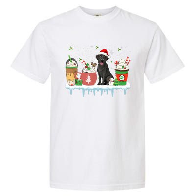 Black Lab Coffee Latte Winter Christmas Dog Mom Holiday Garment-Dyed Heavyweight T-Shirt