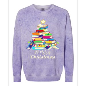 Book Lover Christmas Tree Library Book Xmas Tree Gift Colorblast Crewneck Sweatshirt