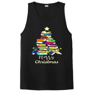 Book Lover Christmas Tree Library Book Xmas Tree Gift PosiCharge Competitor Tank