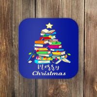 Book Lover Christmas Tree Library Book Xmas Tree Gift Coaster