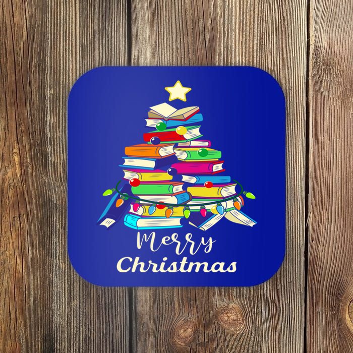 Book Lover Christmas Tree Library Book Xmas Tree Gift Coaster