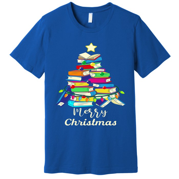 Book Lover Christmas Tree Library Book Xmas Tree Gift Premium T-Shirt