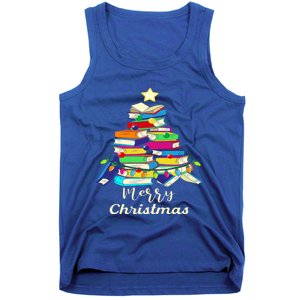 Book Lover Christmas Tree Library Book Xmas Tree Gift Tank Top