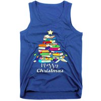 Book Lover Christmas Tree Library Book Xmas Tree Gift Tank Top