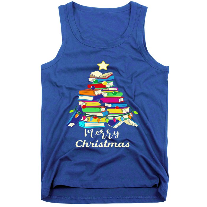 Book Lover Christmas Tree Library Book Xmas Tree Gift Tank Top