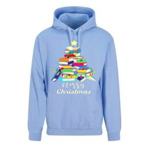 Book Lover Christmas Tree Library Book Xmas Tree Gift Unisex Surf Hoodie