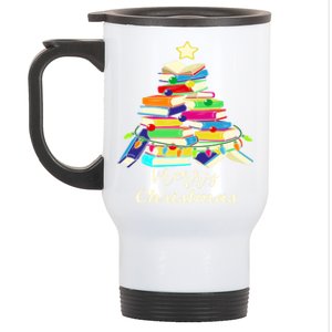 Book Lover Christmas Tree Library Book Xmas Tree Gift Stainless Steel Travel Mug