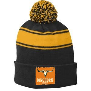 Beautiful Longhorn Costume For Texan Spirit Fans Stripe Pom Pom Beanie