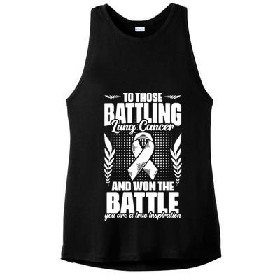 Battling Lung Cancer And Won Support Lung Cancer Survivor Gift Ladies PosiCharge Tri-Blend Wicking Tank