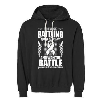 Battling Lung Cancer And Won Support Lung Cancer Survivor Gift Garment-Dyed Fleece Hoodie