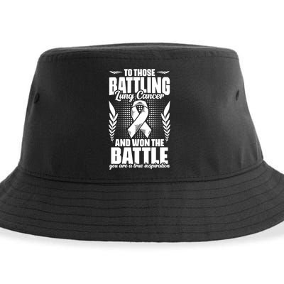 Battling Lung Cancer And Won Support Lung Cancer Survivor Gift Sustainable Bucket Hat