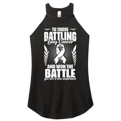 Battling Lung Cancer And Won Support Lung Cancer Survivor Gift Women's Perfect Tri Rocker Tank
