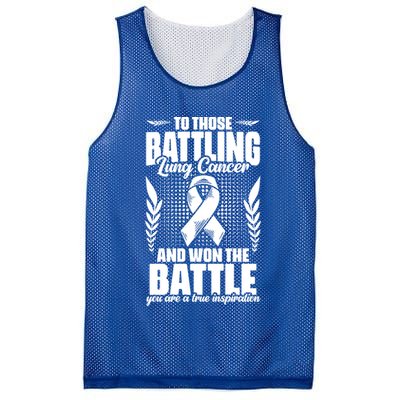 Battling Lung Cancer And Won Support Lung Cancer Survivor Gift Mesh Reversible Basketball Jersey Tank