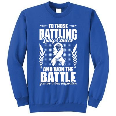 Battling Lung Cancer And Won Support Lung Cancer Survivor Gift Tall Sweatshirt