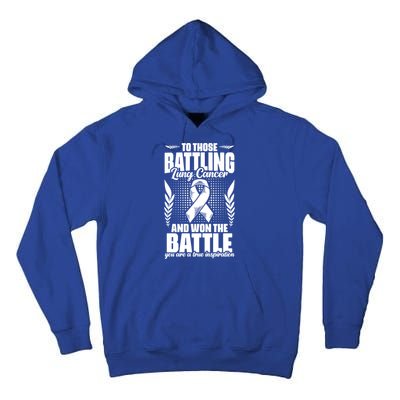 Battling Lung Cancer And Won Support Lung Cancer Survivor Gift Tall Hoodie